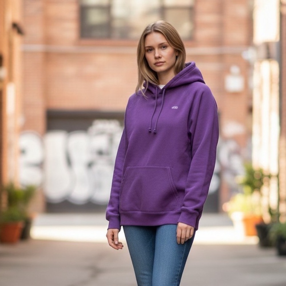Vans Hoodie Unisex purple Sz Xlarge kangaroo pocket distressed grungecore skater